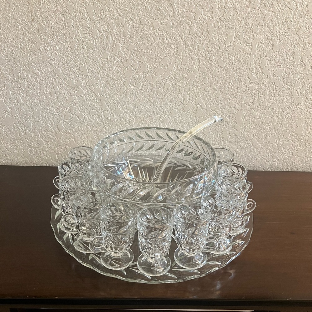 Glass Punch Bowl Set